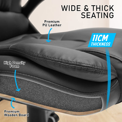 La Bella Black Massage 8 Point Vibration Heated Ergonomic Executive Office Chair - Cosy Abode