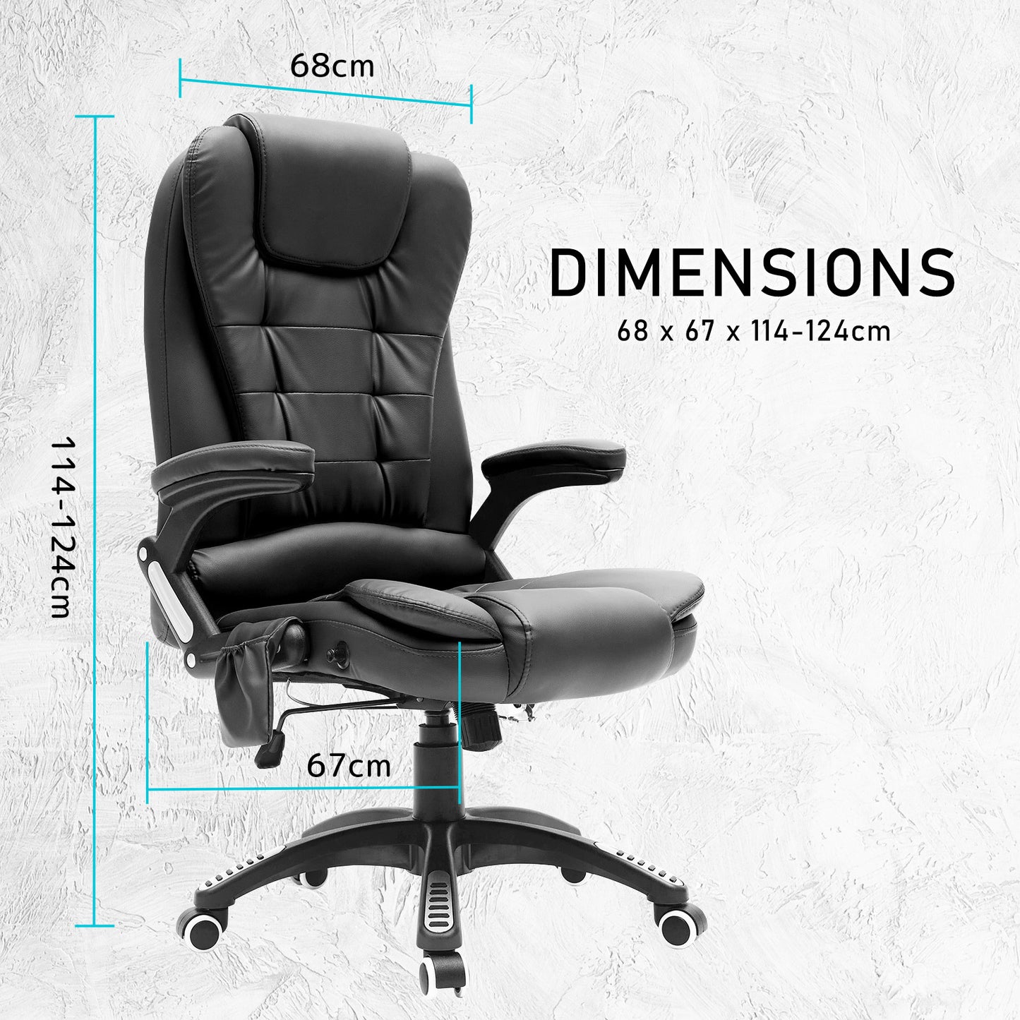 La Bella Black Massage 8 Point Vibration Heated Ergonomic Executive Office Chair - Cosy Abode