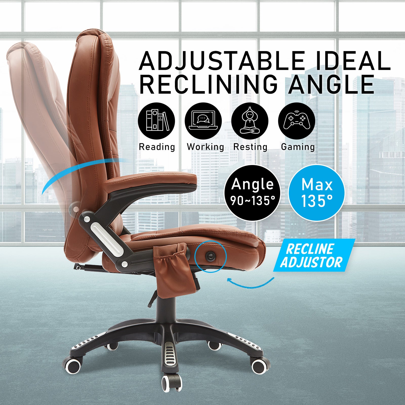 La Bella Espresso Massage 8 Point Vibration Heated Ergonomic Executive Office Chair - Cosy Abode