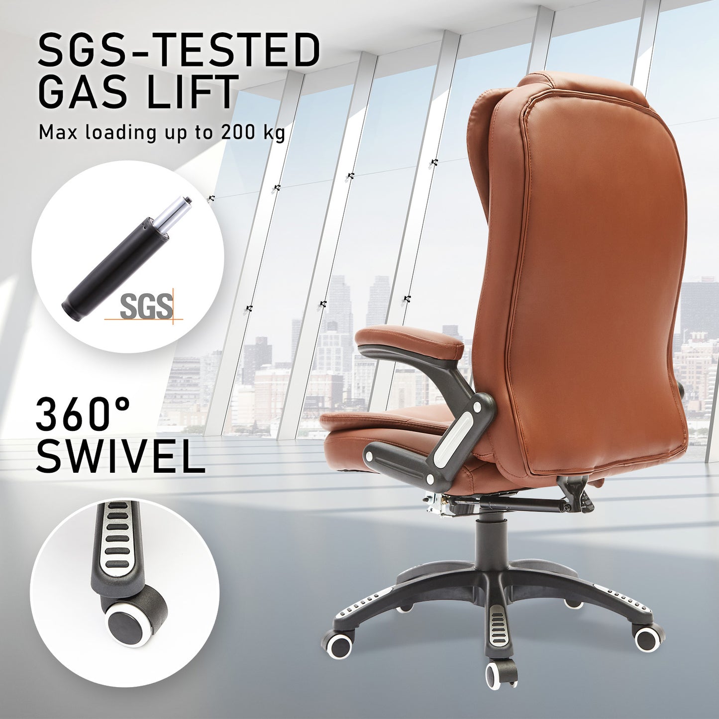 La Bella Espresso Massage 8 Point Vibration Heated Ergonomic Executive Office Chair - Cosy Abode