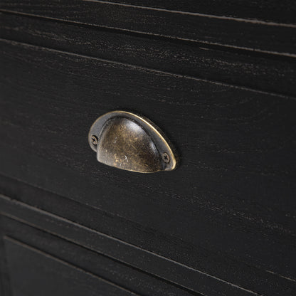 Bedside Table 2 Drawer Vintage Side Table Storage Cabinet Bedroom LYDIA BLACK - Cosy Abode