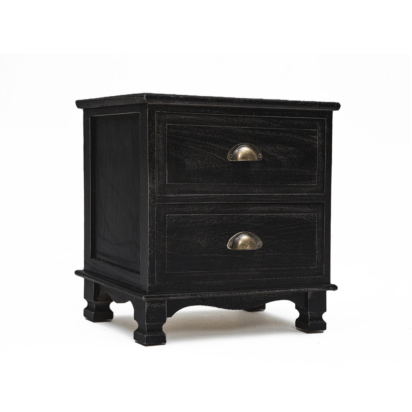 Bedside Table 2 Drawer Vintage Side Table Storage Cabinet Bedroom LYDIA BLACK - Cosy Abode