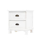 Bedside Table 2 Drawer Vintage Side Table Storage Cabinet Bedroom LYDIA WHITE - Cosy Abode