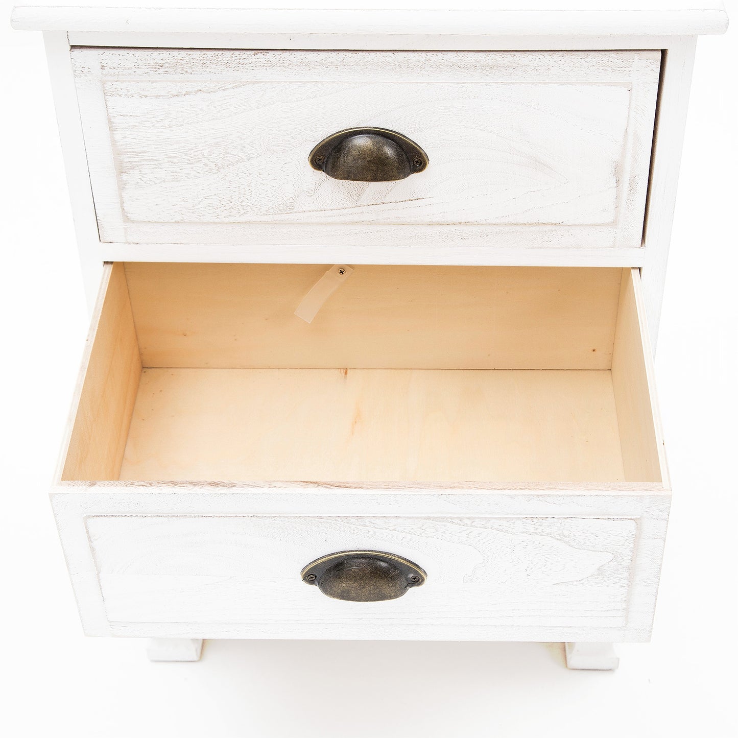 Bedside Table 2 Drawer Vintage Side Table Storage Cabinet Bedroom LYDIA WHITE - Cosy Abode