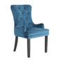 French Provincial Dining Chair Ring Studded Velvet Rubberwood Leg LISSE NAVY BLUE - Cosy Abode