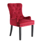 French Provincial Dining Chair Ring Studded Velvet Rubberwood Leg LISSE BORDEAUX RED - Cosy Abode