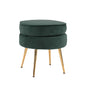 Ottoman Foot Stool Velvet Fabric Metal Leg Round - GREEN - Cosy Abode