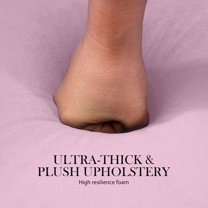 Ottoman Foot Stool Velvet Fabric Metal Leg Round - PINK - Cosy Abode