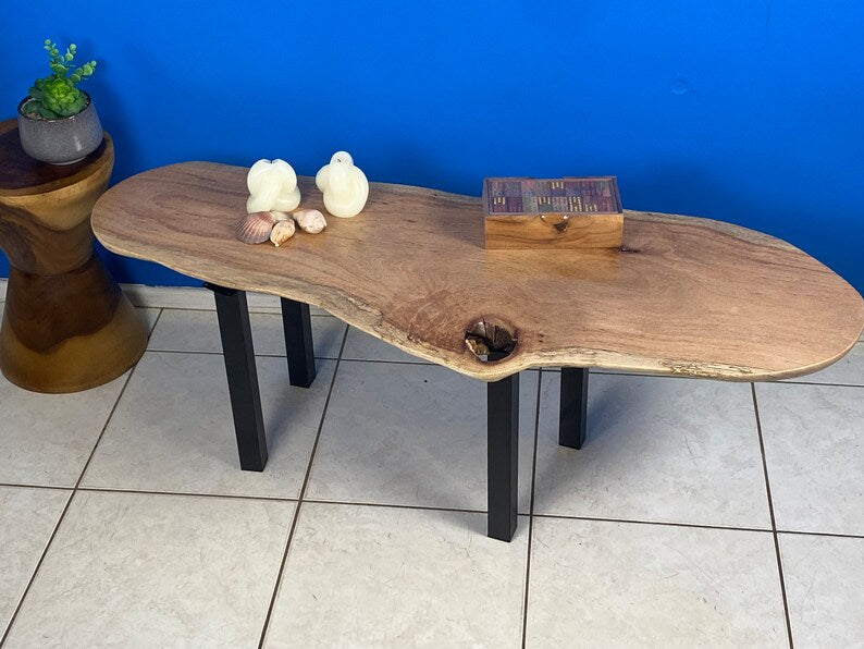 Coffee side table Silky Oak handmade with legs - Cosy Abode