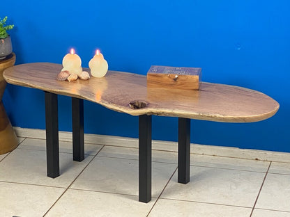Coffee side table Silky Oak handmade with legs - Cosy Abode