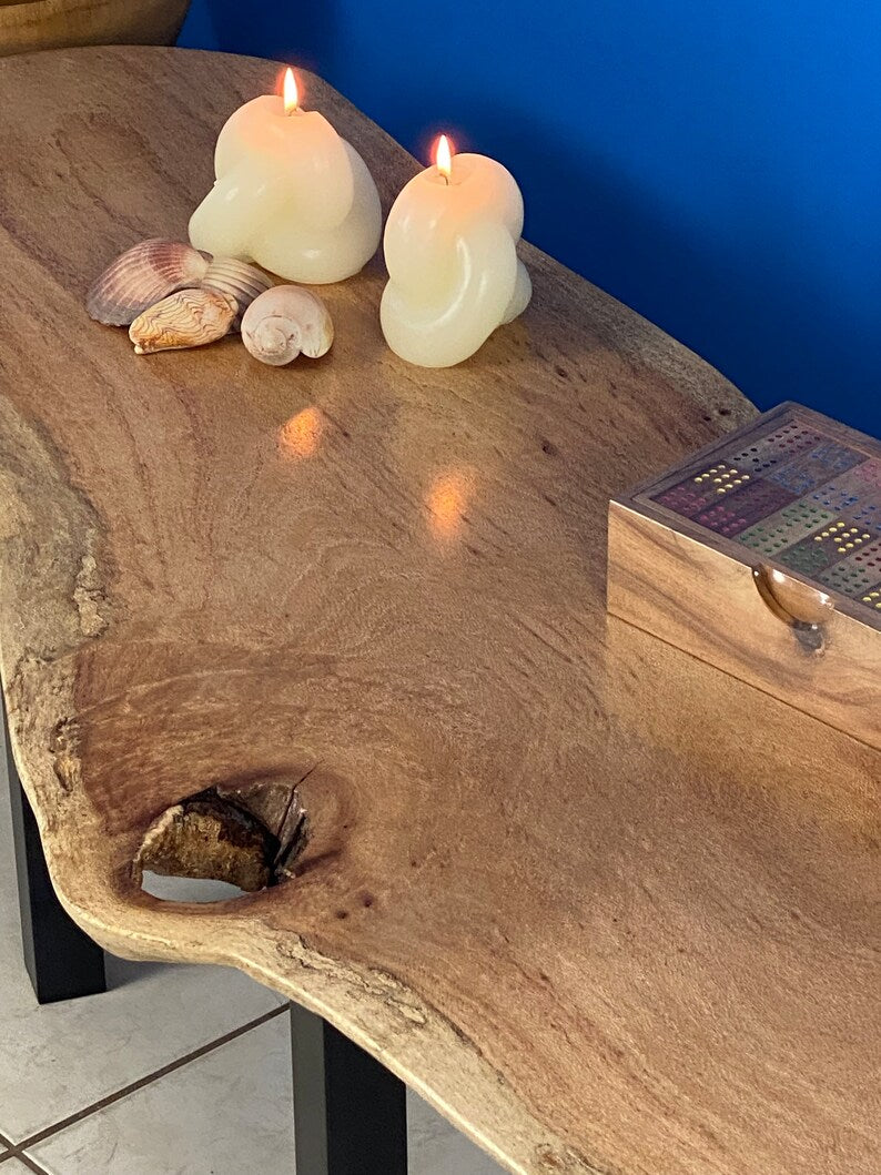 Coffee side table Silky Oak handmade with legs - Cosy Abode