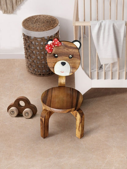 Children's furniture Set Bear Table and 2 Chairs -natural wood handmade and solid build - Cosy Abode