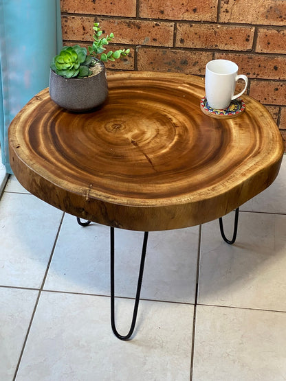 Round Raintree Wood Live Edge Coffee Table - Cosy Abode