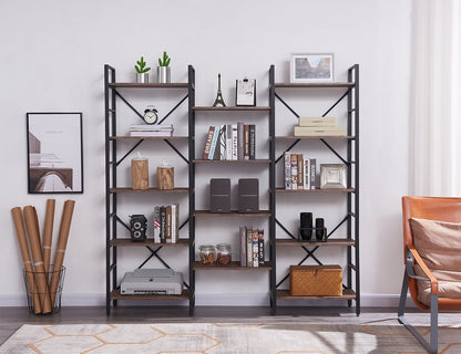 YES4HOMES Industrial Vintage Shelf Bookshelf, Wood and Metal Bookcase Furniture for Home & Office - Cosy Abode