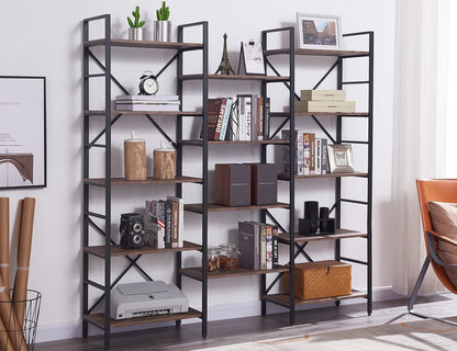 YES4HOMES Industrial Vintage Shelf Bookshelf, Wood and Metal Bookcase Furniture for Home & Office - Cosy Abode