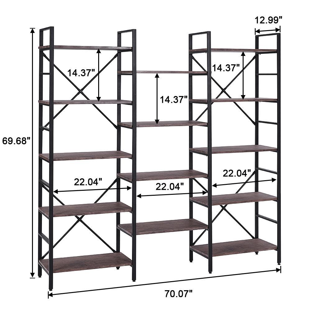 YES4HOMES Industrial Vintage Shelf Bookshelf, Wood and Metal Bookcase Furniture for Home & Office - Cosy Abode