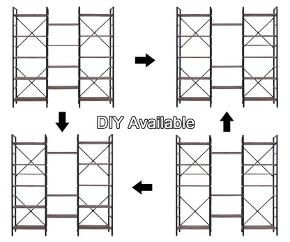 YES4HOMES Industrial Vintage Shelf Bookshelf, Wood and Metal Bookcase Furniture for Home & Office - Cosy Abode