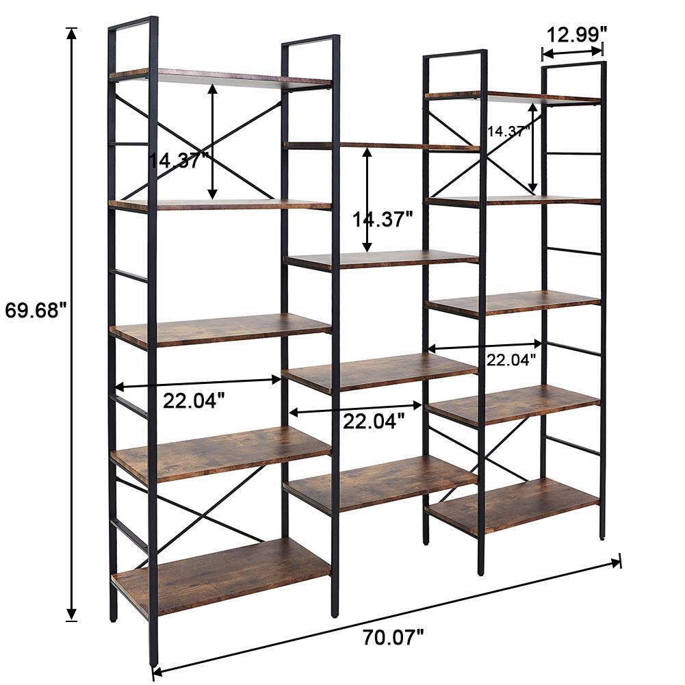YES4HOMES Industrial Shelf Bookshelf, Vintage Wood and Metal Bookcase Furniture for Home & Office - Cosy Abode