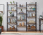 YES4HOMES Industrial Vintage Shelf Bookshelf, Wood and Metal Bookcase Furniture for Home & Office - Cosy Abode