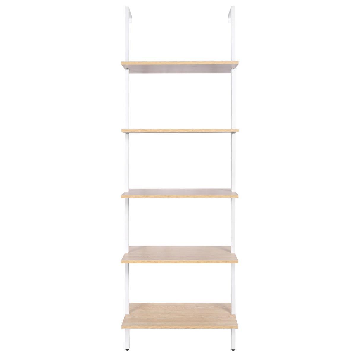 YES4HOMES Industrial Ladder Shelf Wood Wall-Mounted Bookcase Storage Rack Shelves Display - Cosy Abode