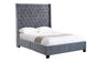 Ella Winged Bed 180cm - Queen Size - Grey Velvet - Cosy Abode