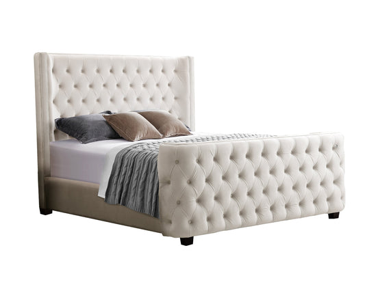 Milan Cream Velvet Tufted  Headboard and End board Bed Frame - King Size - Cosy Abode