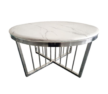 Salina Coffee Table - Marble - 95cm Silver - Cosy Abode