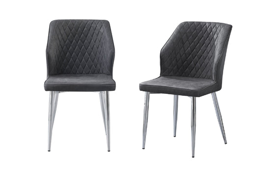 Cross Pattern Dining Chair - Charcoal with Silver Legs - Set of 4 - Cosy Abode