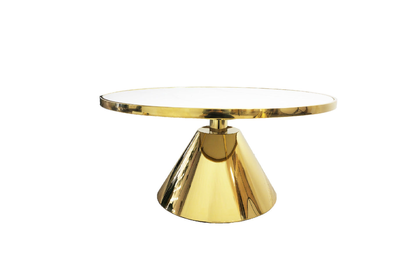 Glam Gold 90cm Coffee Table - White Marble - Cosy Abode