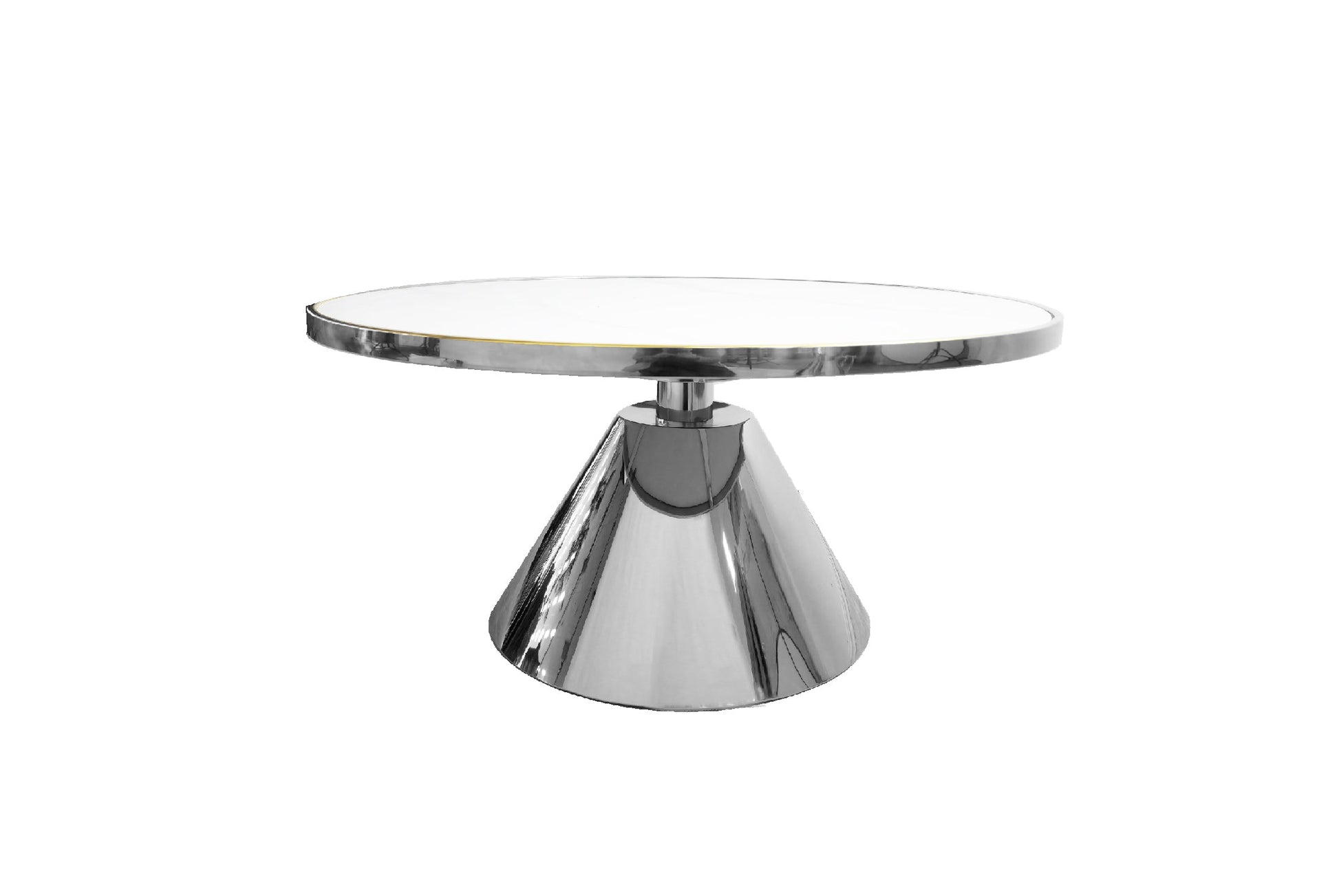 Glam Silver 90cm Coffee Table - White Marble - Cosy Abode