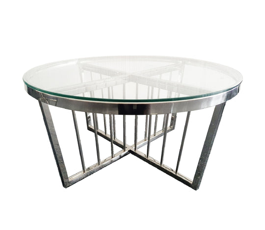 Salina Coffee Table -ClearTop - 80cm Silver - Cosy Abode
