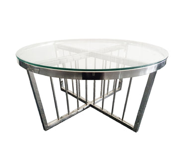 Salina Coffee Table -Clear Top - 95cm Silver - Cosy Abode