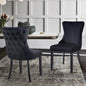 Paris Black Velvet and black Rubberwood Upholstered Dining Chairs Tufted Back -Set of 2 - Cosy Abode
