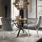 Paris Dark Grey Velvet  & Silver Polished Steel Upholstered Dining Chairs Tufted Back - Set of 2 - Cosy Abode