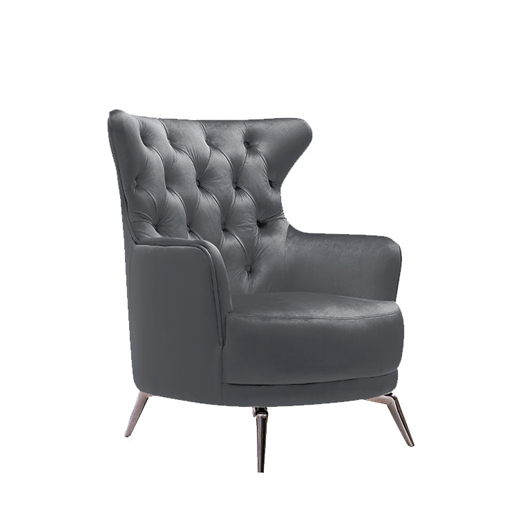 Grand Tufted Lounge - Dark Grey Velvet - Silver Legs - Cosy Abode