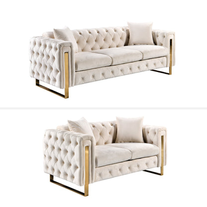 Madeline Range - Beige Velvet - Gold Trims - Cosy Abode
