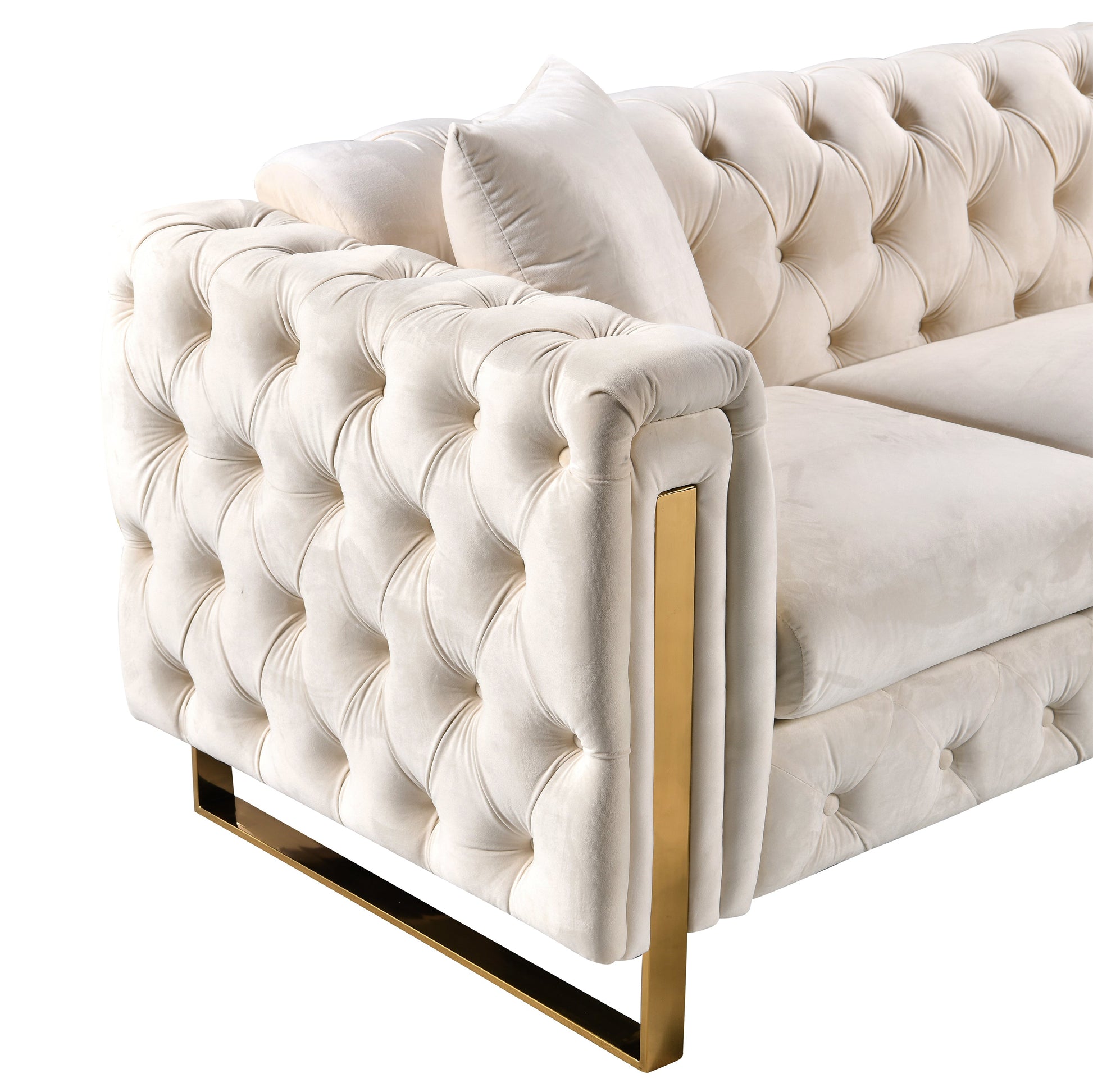 Madeline Range - Beige Velvet - Gold Trims - Cosy Abode