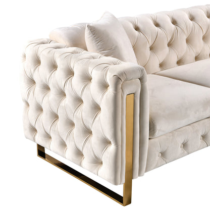 Madeline Range - Beige Velvet - Gold Trims - Cosy Abode