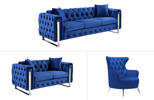 Madeline Range - Blue Velvet - Silver Trims - Cosy Abode
