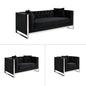 William Lounge 3+2+1  - Black Velvet - Silver Trims - Cosy Abode
