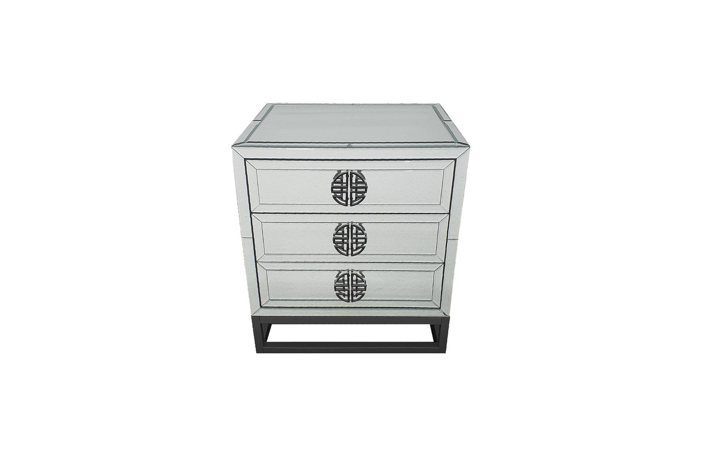 Athens Mirrored Bed Side Table -Black - Cosy Abode