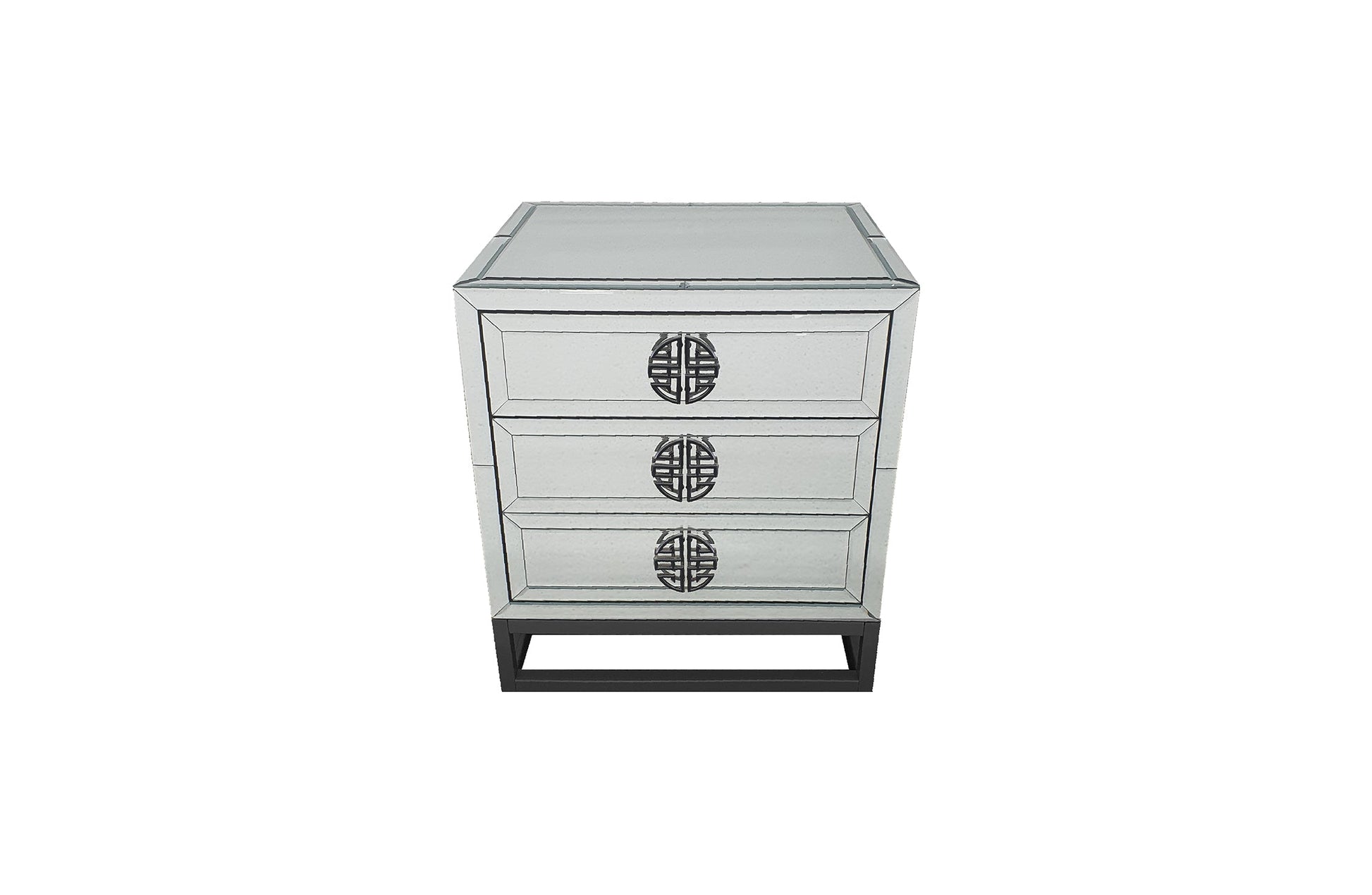 Athens Mirrored Bed Side Table -Black - Cosy Abode
