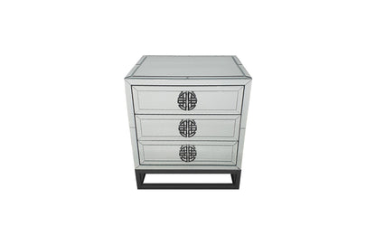 Athens Mirrored Bed Side Table -Black - Cosy Abode