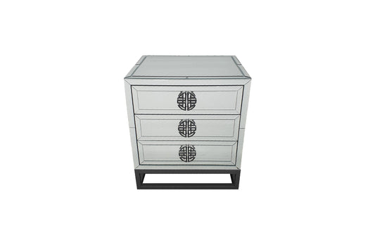 Athens Mirrored Bed Side Table -Black - Cosy Abode