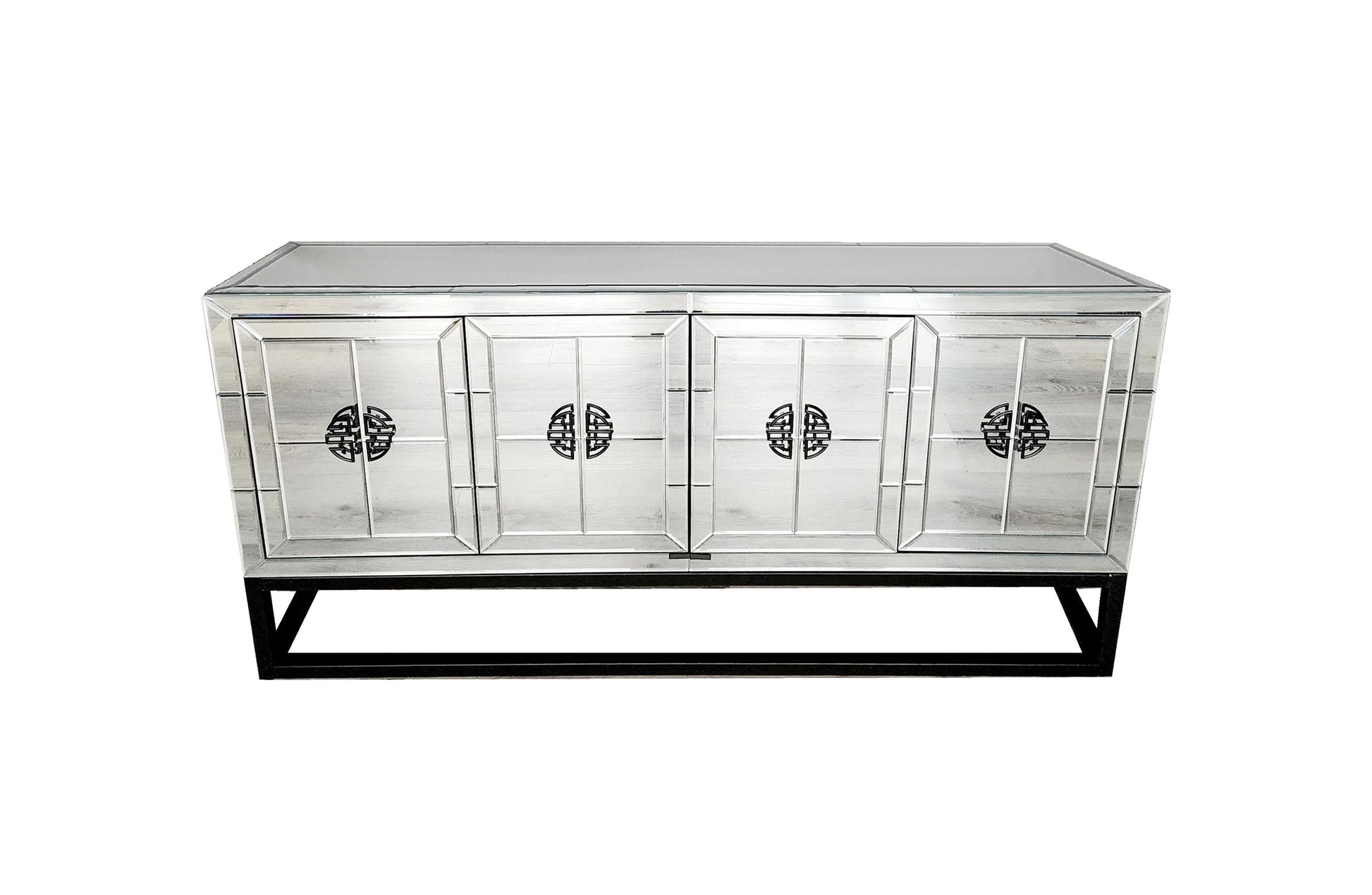 Athens Mirrored Buffet Table -Black - Cosy Abode