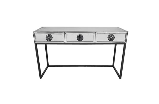Athens Mirrored Console Table -Black - Cosy Abode