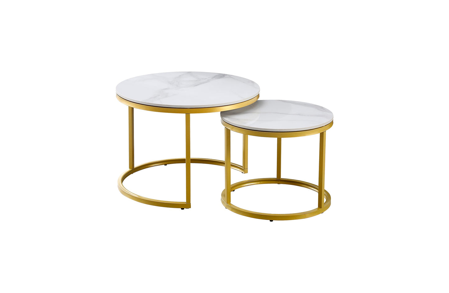 Nesting style Coffee Table - White on Champagne Gold - 60cm/40cm - Cosy Abode