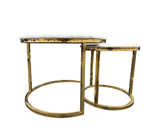 Nesting Style Coffee Table - White on Gold - 60cm/45cm - Cosy Abode