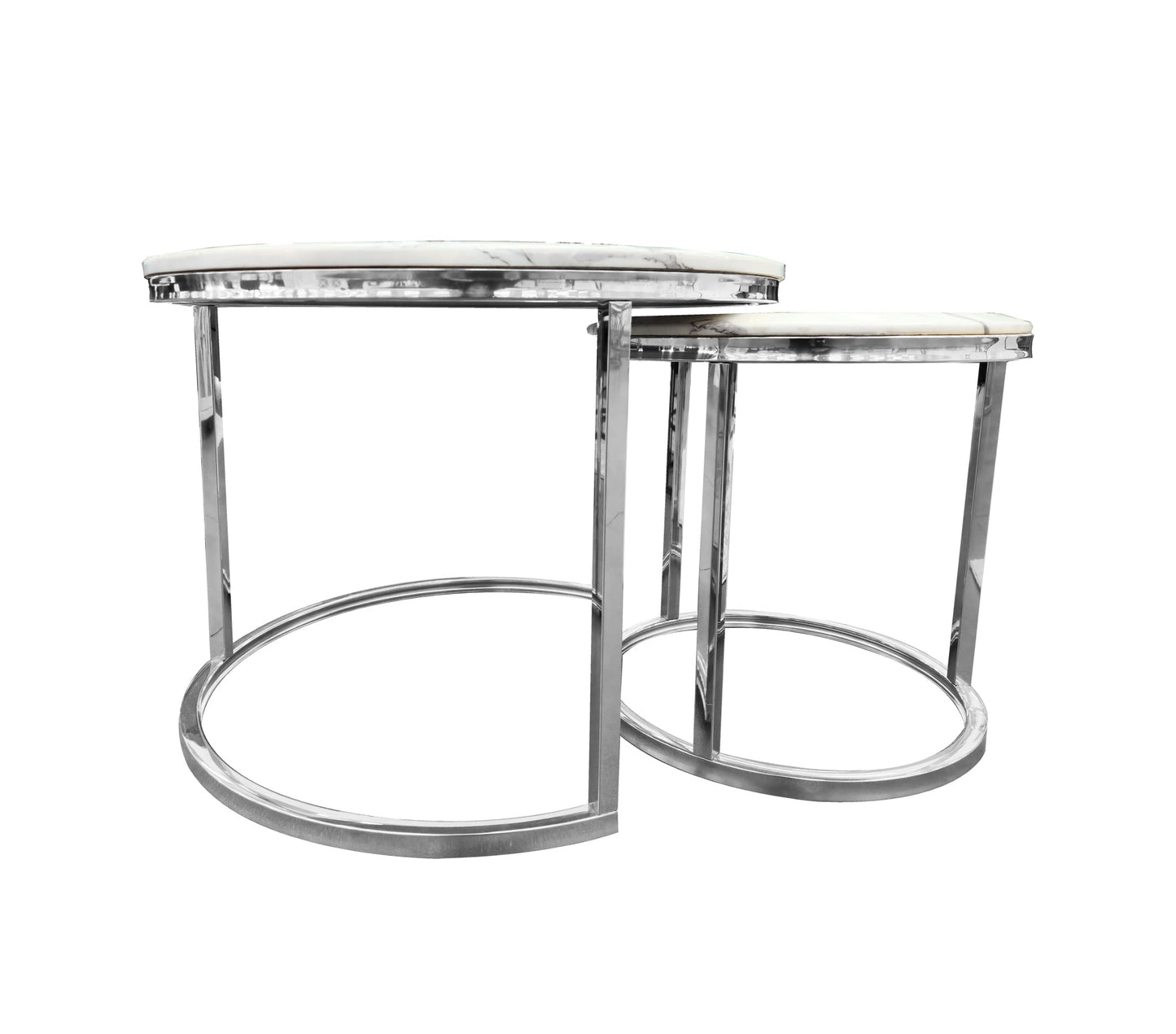 Nesting style Coffee Table - White on Silver - 60cm/45cm - Cosy Abode