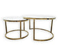 Nesting Style Coffee Table - White on Gold Stainless Steel - 80cm/60cm - Cosy Abode